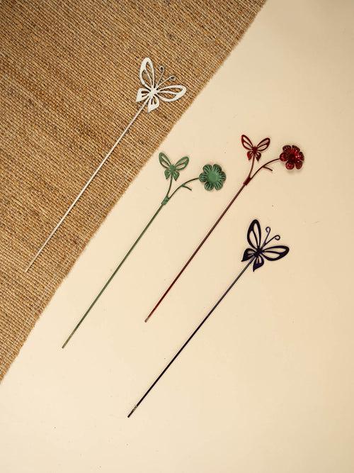 Miniature Flower & Butterfly Stick (Set of 4)