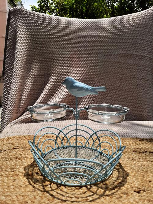 Snack Basket With Glass Bowls