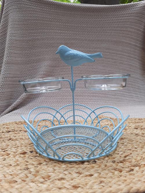 Snack Basket With Glass Bowls