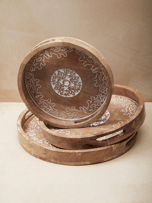 Handcrafted Wooden Trays (Set of 3)