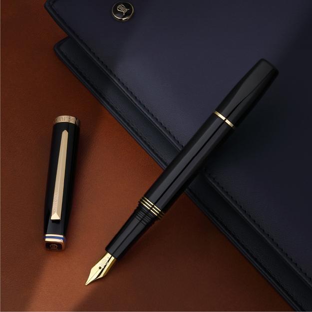 Contemporary Black and Gold Fountain Pen