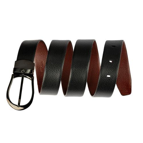 Sullivan Black and Cognac Reversible Pebbled Leather Belt