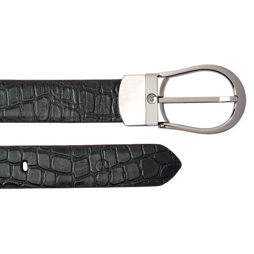 Sullivan Black & Cognac Reversible Croco Print Leather Belt