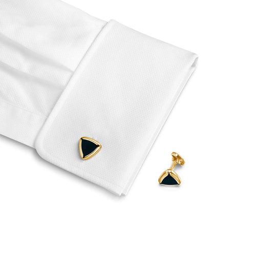 Shard 24K Gold-Plated Black Enamel Cufflinks