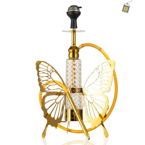 VG France Butterfly Hookah with 3 Bags (LED & Remote) - Golden