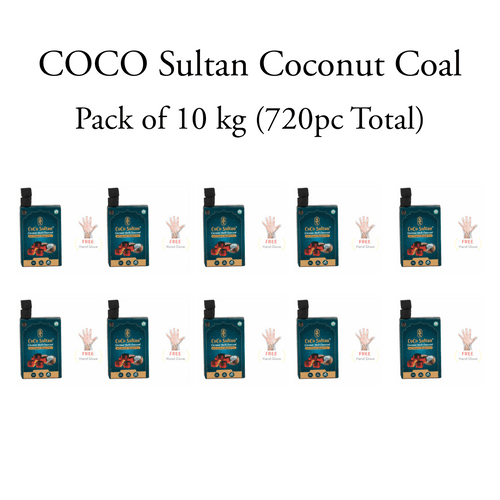 Pack of 10kg (Peti) - COCO Sultan Coconut Coal (72pcs Each 1 kg) - Carton