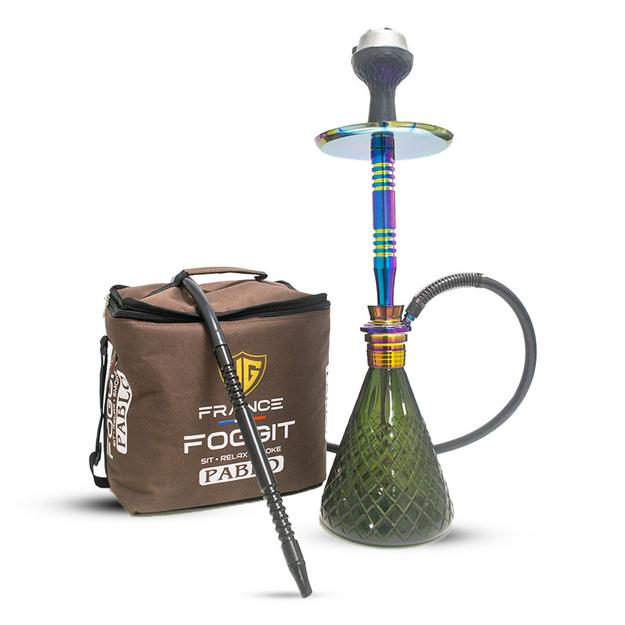 Pablo L2 Hookah with Bag - Green Base / Rainbow Stem