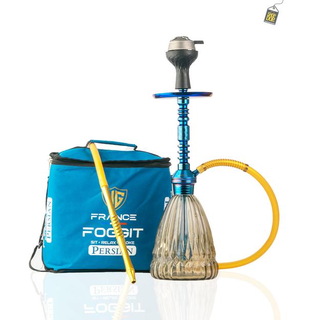 Persian Prism Hookah with Bag - Blue Stem / Grey Base