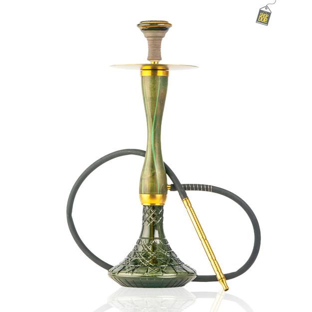 COCOYAYA Wood Pro Hookah - Green Stem (Black Base)