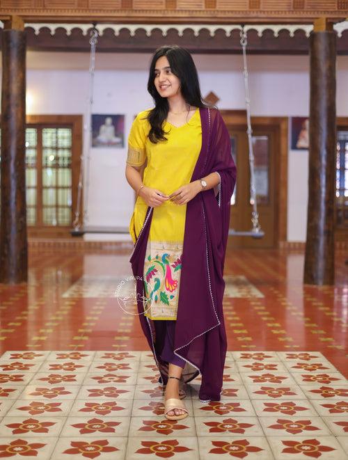 Paithani -Kurta + Pants + Dupatta