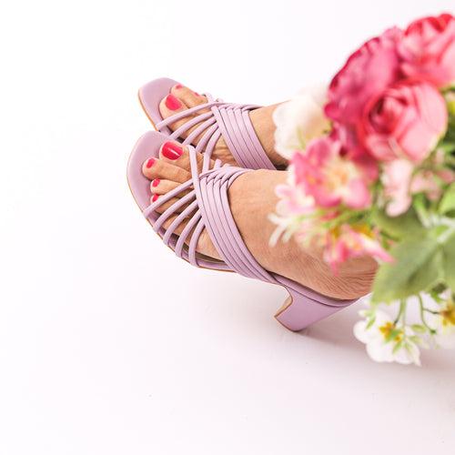 Lilac Comfy Strappy Block Heels | Tiesta Shoes