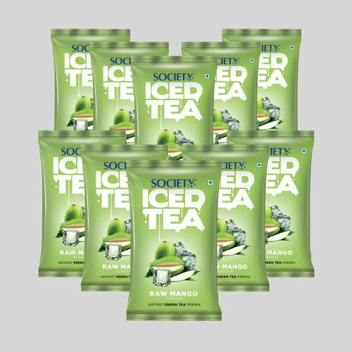 Society Iced Premix Tea Raw Mango Green 100g Pouch - Pack of 10