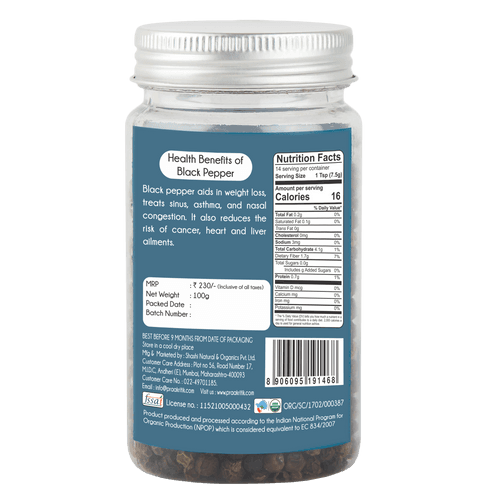 Black Pepper Whole  100g - Organic