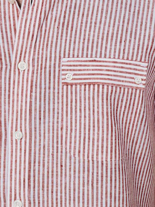 Pleasure Short Sleeve Striped Untuck Fit Shirt