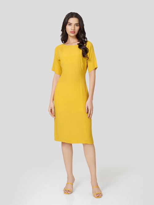 Ennoble Yellow Reglan Sleeve Dress