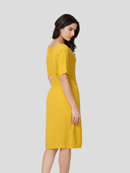 Ennoble Yellow Reglan Sleeve Dress