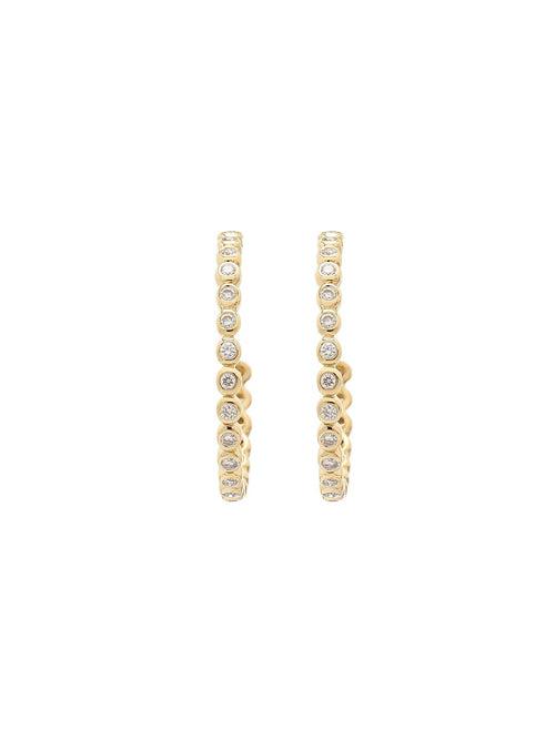 Real Diamond Bezel Hoop Earring