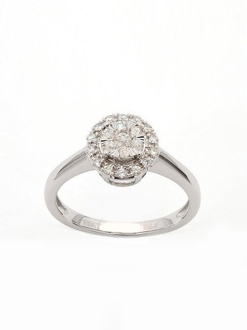 Real Diamond Illussion Cluster Ring