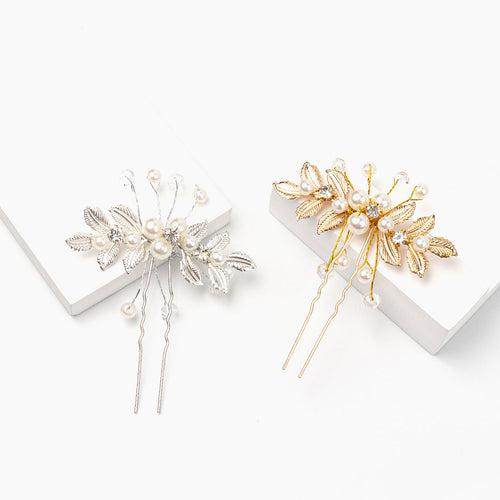 Pearl Leaf Vine Hair Pin | Hair Bun, Braids U-Pins