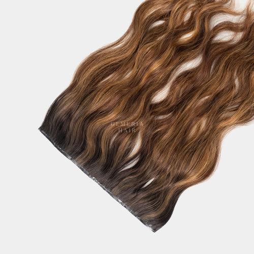 Golden Brown Balayage | Seamless | 1 Piece Clip-In Hair Volumizer