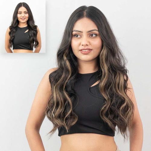 Light Ash Brown Balayage | Seamless | 3 Piece Set Clip-In Hair Volumizer