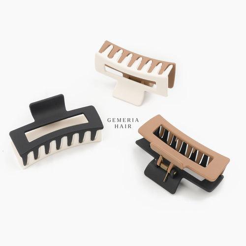 Dual Color Rectangular | Medium Hair Claw Clips | Clutchers