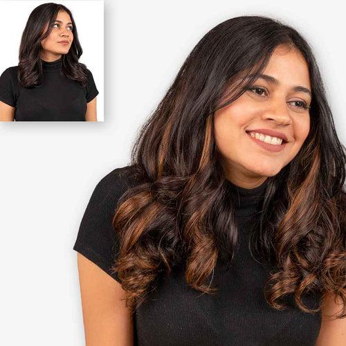 Caramel Brown Balayage | Seamless | 3 Piece Set Clip-In Hair Volumizer