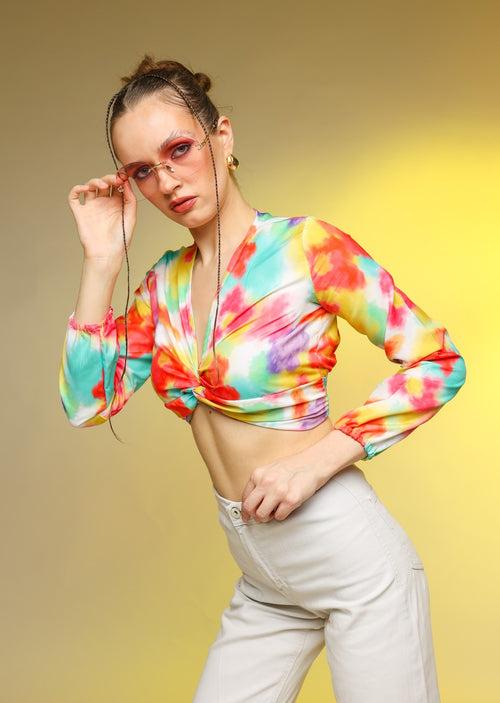 Tropical Printed Crop Top