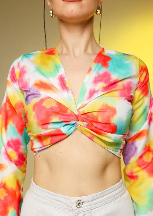 Tropical Printed Crop Top