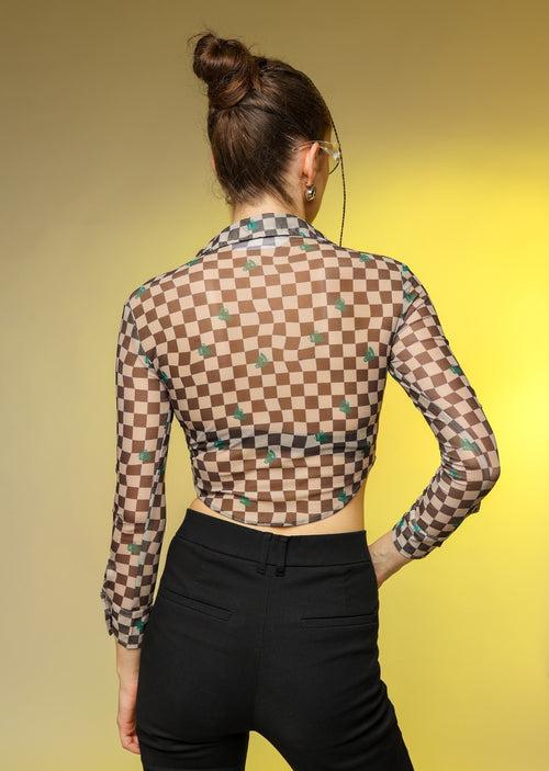 Chess Mate Crop Mesh Shirt