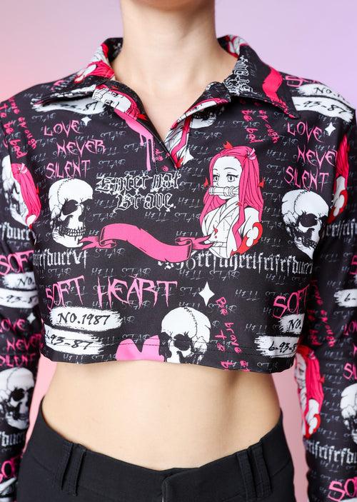 Hell Star Printed Collared Top