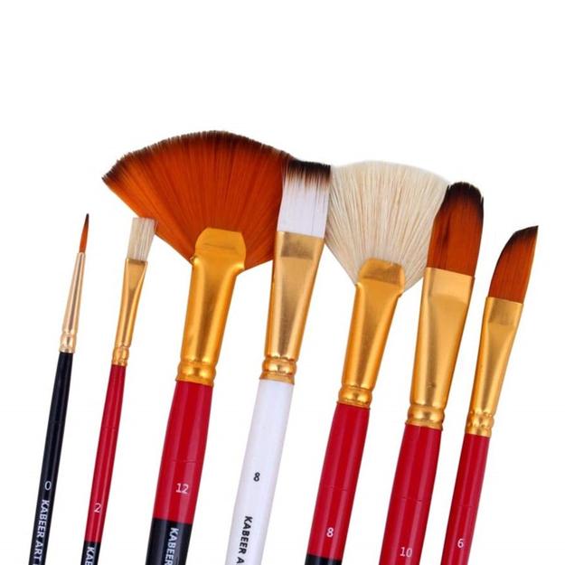 Kabeer Art Mix Brush Set for Acrylic, Watercolor Painting  set of 7pc (Wood)