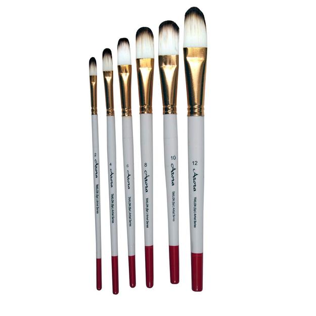 Arora Synthetic Hair Filbert Tip Paint Brush Set  6pc(Wood)