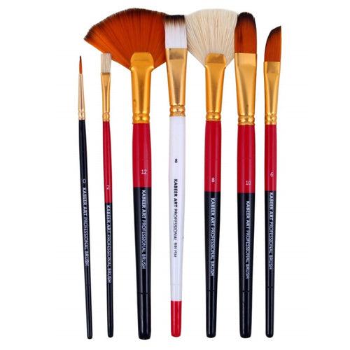 Kabeer Art Mix Brush Set for Acrylic, Watercolor Painting  set of 7pc (Wood)