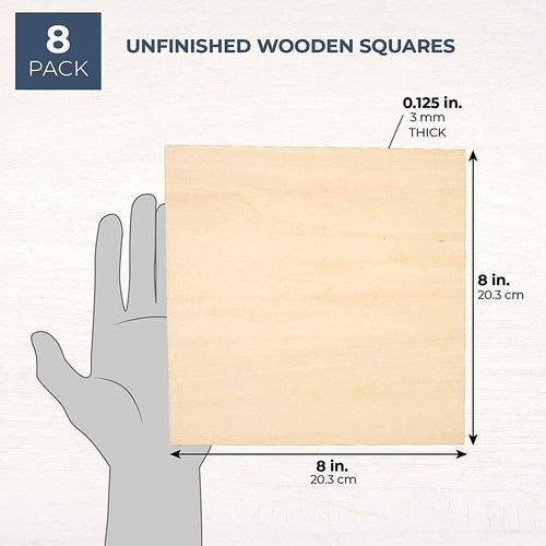 Worison 2.5 mm MDF Wood Board Craft Sheets row , 8x8 Inches - Pack of 8pc