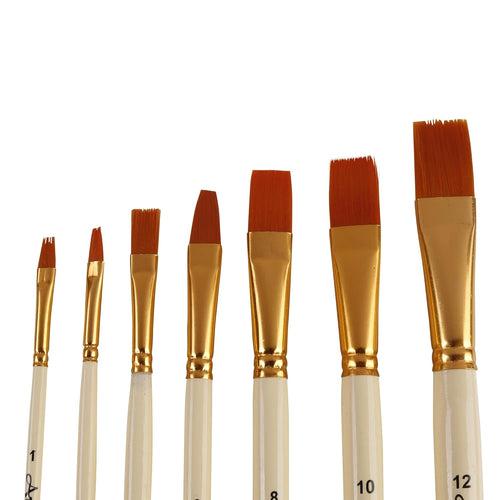 Arora Synthetic Flat Tip Paintbrushes set of 7 for Watercolor and Acrylic Painting