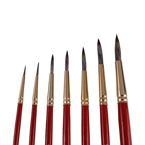 Arora Triple Color Artistic Round Synthetic Paint Brush Set of 7 Pieces