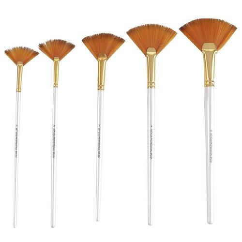 Art Asia Artist Quality Synthetic Hair Fan Paint Brush Set 5 Piece Set(Synthetic & wood)