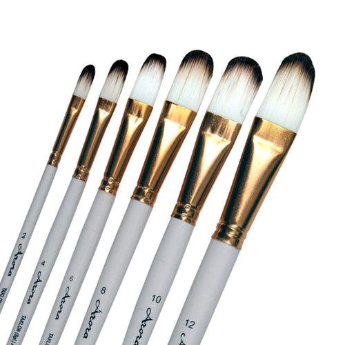 Arora Synthetic Hair Filbert Tip Paint Brush Set  6pc(Wood)