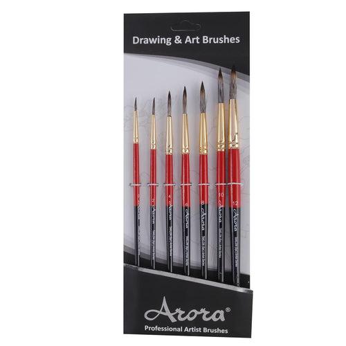 Arora Triple Color Artistic Round Synthetic Paint Brush Set of 7 Pieces