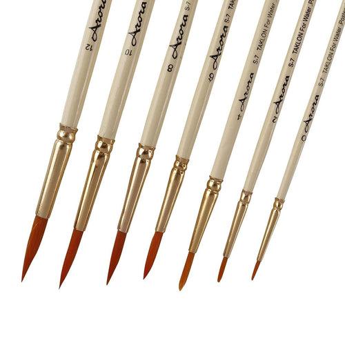 Arora Round Synthetic Hair Brush Set of 7 (Wood)