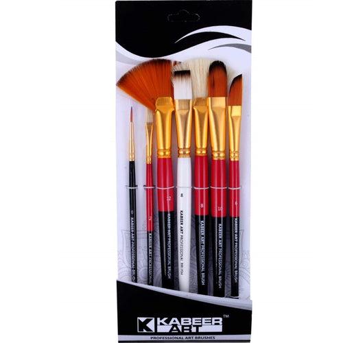 Kabeer Art Mix Brush Set for Acrylic, Watercolor Painting  set of 7pc (Wood)