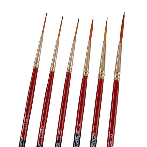 Kabeer Art Synthetic Detail and Script Liner Paintbrush Set of 6