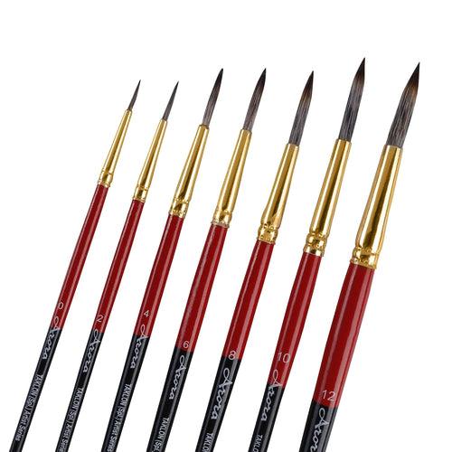 Arora Triple Color Artistic Round Synthetic Paint Brush Set of 7 Pieces