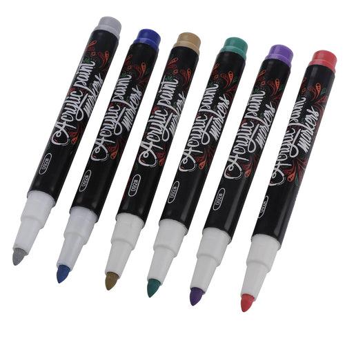 WorisonMulticolor Acrylic Paint Pens 1mm Water Based Set  of 6