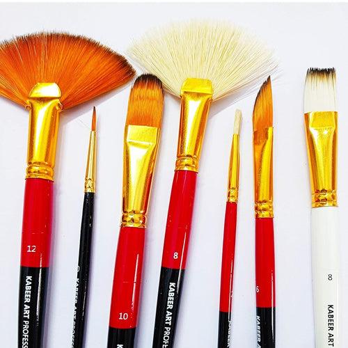 Kabeer Art Mix Brush Set for Acrylic, Watercolor Painting  set of 7pc (Wood)