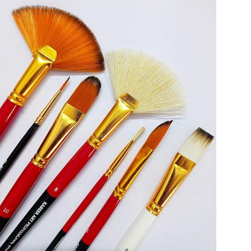 Kabeer Art Mix Brush Set for Acrylic, Watercolor Painting  set of 7pc (Wood)