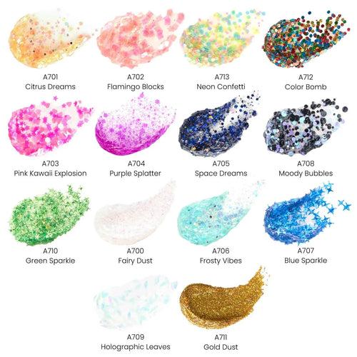 ARTEZA Premium Glitter Acrylic Paint Set of 14 - 60ml (Iridescent Colors Set)