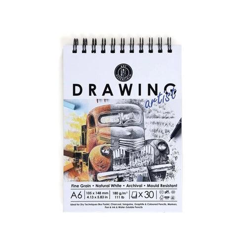 Art Essentials Artist Drawing Paper Natural White Fine Grain 180GSM,30SHT - Spiral Pad
