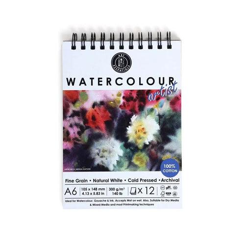 Art Essentials Artists Watercolour Paper Cold Pressed,12 SHT,300GSM,100%Cotton -Spiral Pad